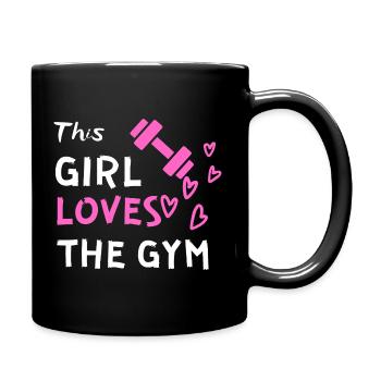 Girl loves gym - Full Colour Mug - black - Right