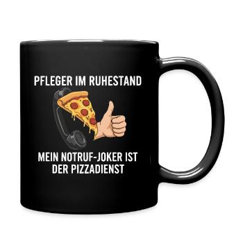 Rentner Notruf Pizzadienst - Tasse einfarbig - Schwarz - Rechts