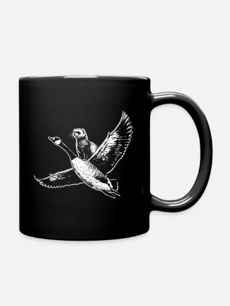 Un furet volant fièrement sur une oie - Mug uni - noir