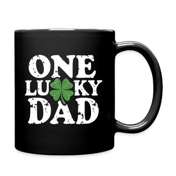 One Lucky Dad Kleeblatt - Tasse einfarbig - Schwarz - Rechts