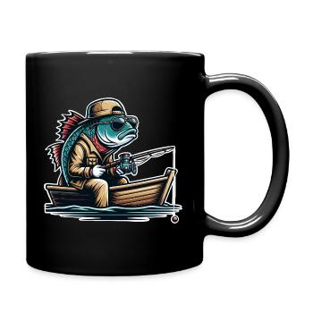 Angeln Angler - Tasse einfarbig - Schwarz - Rechts