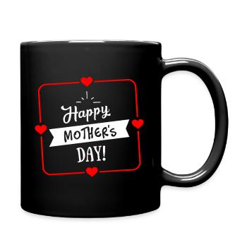 Happy Mothers Day Heart Border - White Red - Full Colour Mug - black - Right