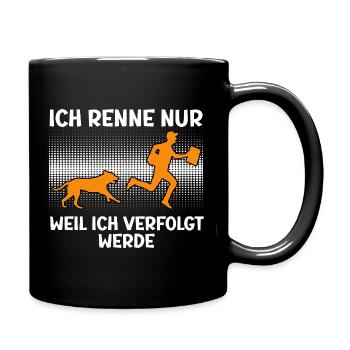Briefträger RENNE NUR WEIL ICH VERFOLGT WERDE - Tasse einfarbig - Schwarz - Rechts