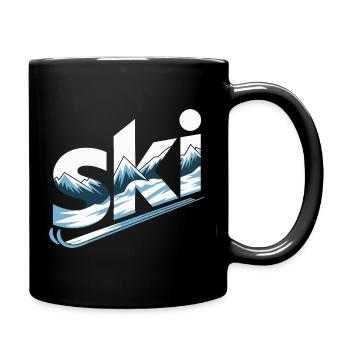 Ski Mountain Panorama Typo Design - Full Colour Mug - black - Right