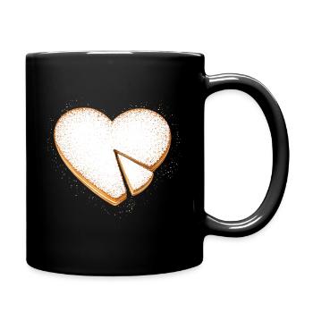 Heart Shaped Cake with Powdered Sugar Illustration - Full Colour Mug - black - Right