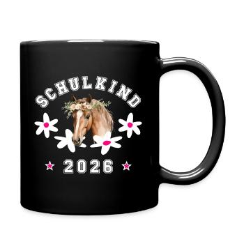Schulkind 2026 Pferd Einschulung - Tasse einfarbig - Schwarz - Rechts