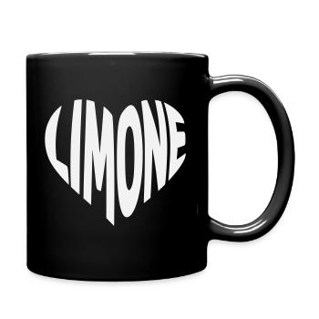 Limone Herz Design - Tasse einfarbig - Schwarz - Rechts