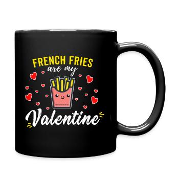 French Fries Are My Valentine Funny Kawaii - Full Colour Mug - black - Right