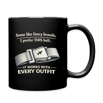 THIS Belt Spruch: Sitzgurt Flugzeug - Full Colour Mug - black - Right
