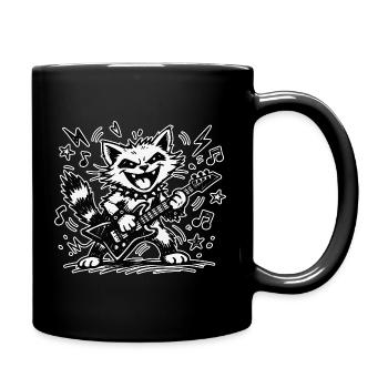 BandRaccoon mit Gitarre - Tasse einfarbig - Schwarz - Rechts