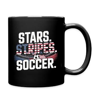 Stars Stripes Soccer – USA Fußball Fan - Tasse einfarbig - Schwarz - Rechts