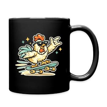 Sonnenbrillen-Henne Auf Skateboard - Tasse einfarbig - Schwarz - Rechts