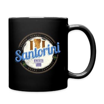 Santorini Greece Vintage Island Souvenir - Full Colour Mug - black - Right