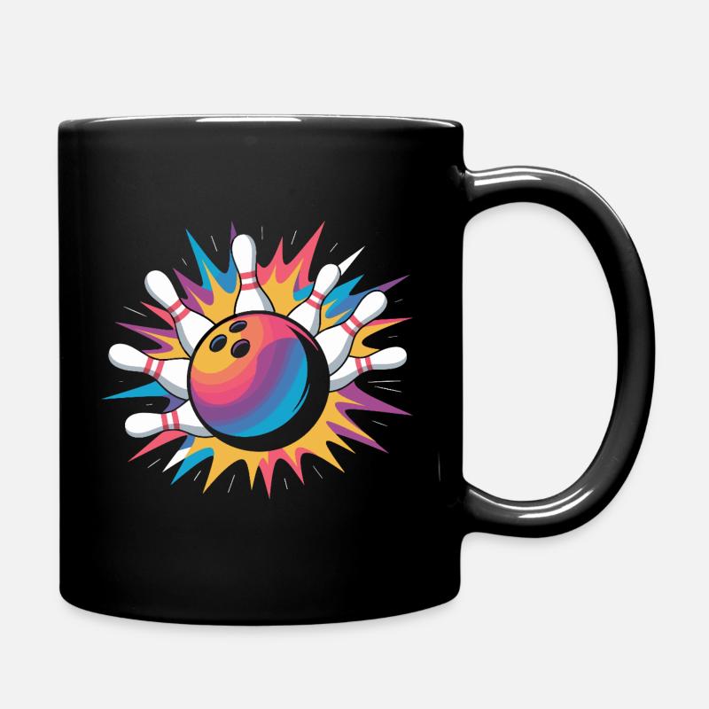  Bowling Ball Strike Mit Bunter Explosion Und Pins - Tasse einfarbig - Schwarz