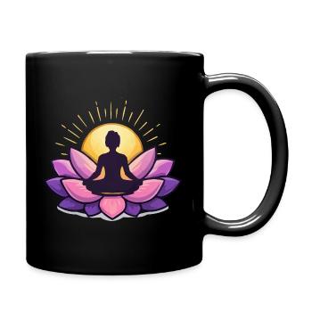 Sonnenaufgang Lotus Meditation - Tasse einfarbig - Schwarz - Rechts