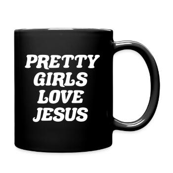 Pretty Girls Love Jesus - Full Colour Mug - black - Right