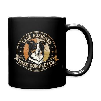 Aufgabe erledigt | Border Collie Badge - Tasse einfarbig - Schwarz - Rechts