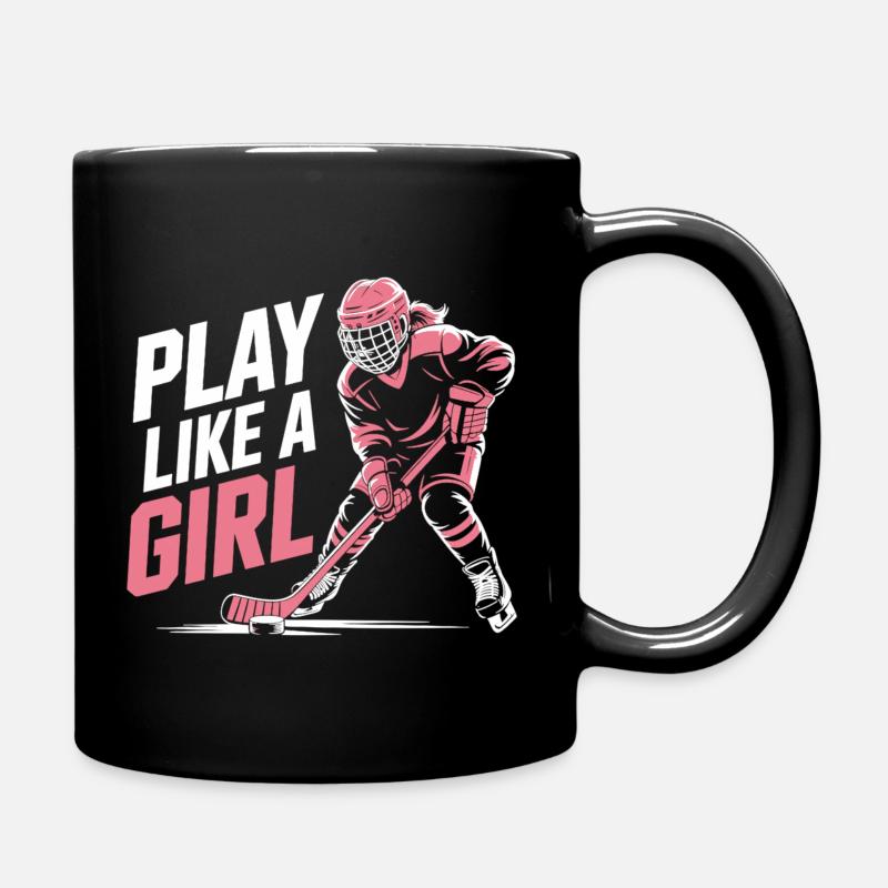 Eishockey Mädchen Shirt – Play Like A Girl - Tasse einfarbig - Schwarz