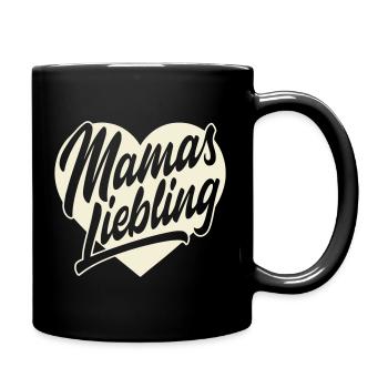 Mamas Liebling Herz Schrift - Tasse einfarbig - Schwarz - Rechts