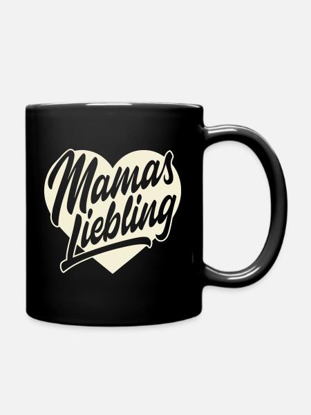 Mamas Liebling Herz Schrift - Tasse einfarbig - Schwarz