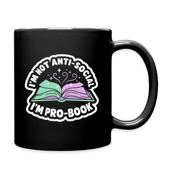 Bücherwurm Spruch - Süßes Leser Geschenk - Tasse einfarbig - Schwarz - Rechts