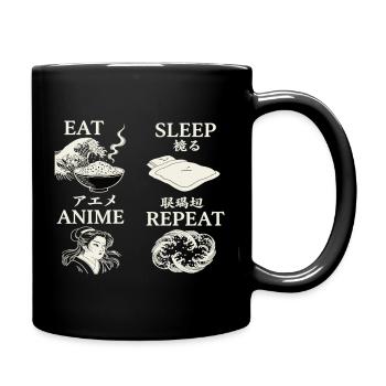 EAT SLEEP ANIME REPEAT - Full Colour Mug - black - Right