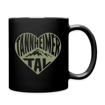 Tannheimer Tal Berg Herz Motiv - Tasse einfarbig - Schwarz - Rechts