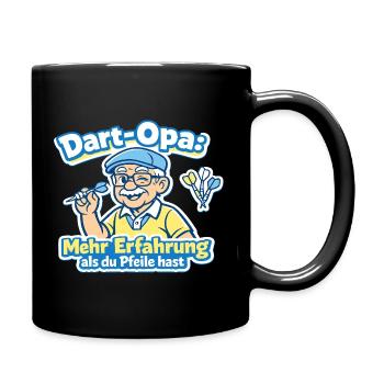 Dart-Opa: Mehr Erfahrung als Pfeile - Tasse einfarbig - Schwarz - Rechts