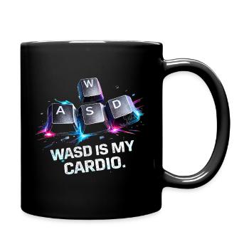 Lustiges Gaming Keyboard WASD mein Cardio Gamer - Tasse einfarbig - Schwarz - Rechts