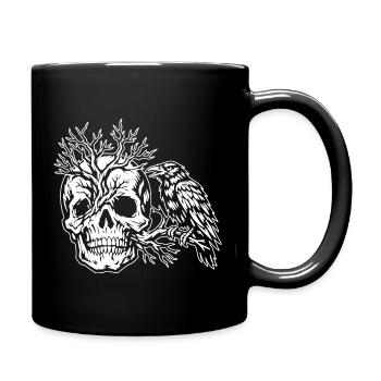 Crâne, Arbre et Corbeau - Mug uni - noir - Droite