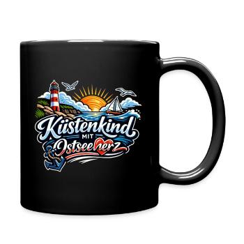 Küstenkind Ostseeherz Design - Tasse einfarbig - Schwarz - Rechts