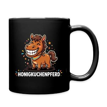 Honigkuchenpferd Lustiges Lachendes Pferd - Tasse einfarbig - Schwarz - Rechts