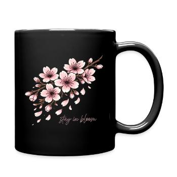 Kirschblüte Kirsche Blüte Cherry Blossom - Tasse einfarbig - Schwarz - Rechts