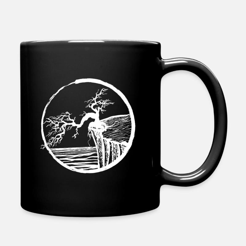 Landscape with tree on cliff edge - Full Colour Mug - black