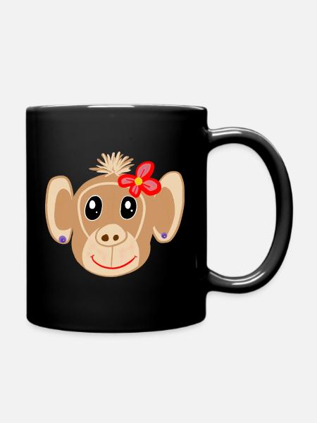 Affe Mädchen Affen Kinder - Tasse einfarbig - Schwarz
