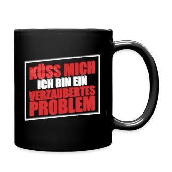 Küss mich ich bin ein verzaubertes Problem - Tasse einfarbig - Schwarz - Rechts
