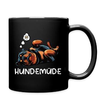 Hundemüde Rottweiler Rottweilerbesitzer Rottie - Tasse einfarbig - Schwarz - Rechts