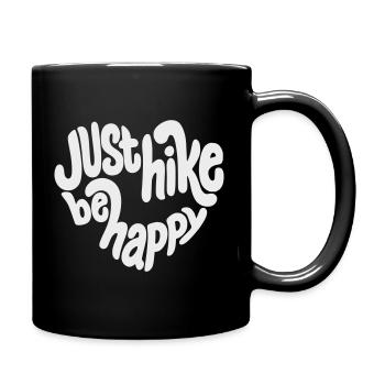 Just Hike Be Happy Schriftzug - Tasse einfarbig - Schwarz - Rechts