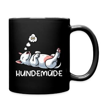 Hundemüde Miniatur Bullterrier Bully Bullterrier - Tasse einfarbig - Schwarz - Rechts