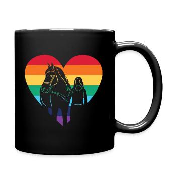Cavalier en forme de cœur arc-en-ciel avec motif cheval / CSD - Mug uni - noir - Droite