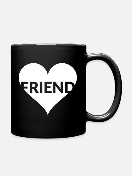Heart Friend Typo Heart - Full Colour Mug - black