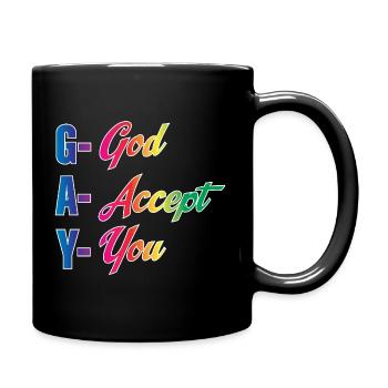 GAY God Accept You LGBTQ Christian Pride Art Tee  - Tasse einfarbig - Schwarz - Rechts