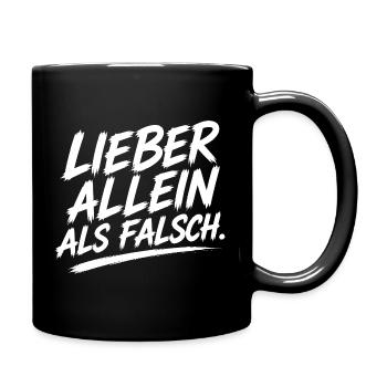 Lieber Allein Als Falsch Typo - Tasse einfarbig - Schwarz - Rechts