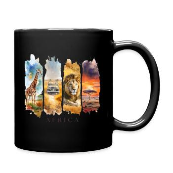 Africa Travel Motif – Safari Wildlife Design - Full Colour Mug - black - Right