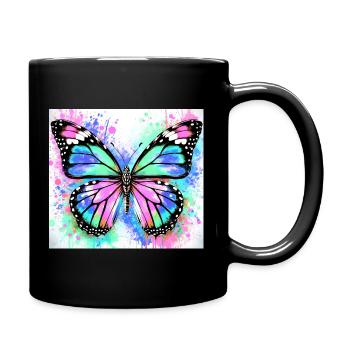 Schmetterling - Tasse einfarbig - Schwarz - Rechts