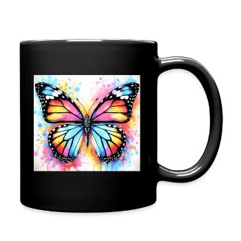 Schmetterling - Tasse einfarbig - Schwarz - Rechts
