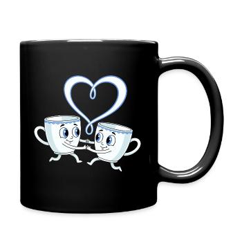 Kaffee Tassen Paar Herz - Tasse einfarbig - Schwarz - Rechts