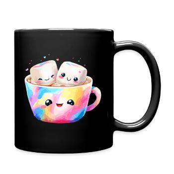 Kunterbunte Marshmallow Kaffeetasse - Tasse einfarbig - Schwarz - Rechts