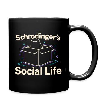 Schrödinger's Social Life | Physics Cat - Full Colour Mug - black - Right