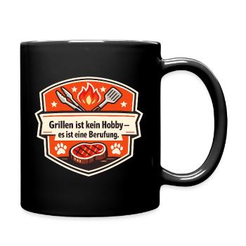 Grillen ist Berufung - Tasse einfarbig - Schwarz - Rechts